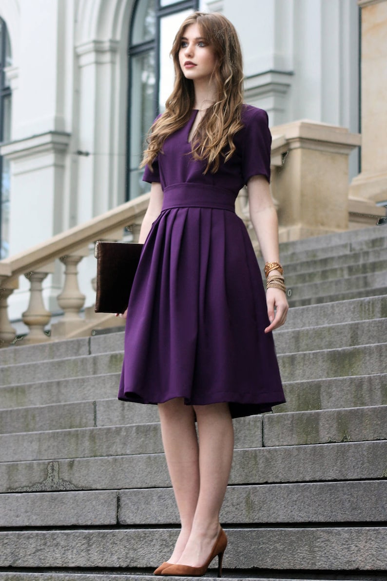 Purple Cocktail Dress For Women, Available In XXS 5XL Size Custom Size image 2