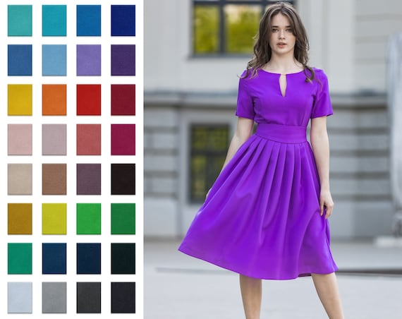 Women Purple Dress, Bridesmaid Dress, Pleated Dress, Cocktail Dress, Formal  Wear, Summer Midi Dress, Evening Dress, Office Wear, Plus Size -  Israel