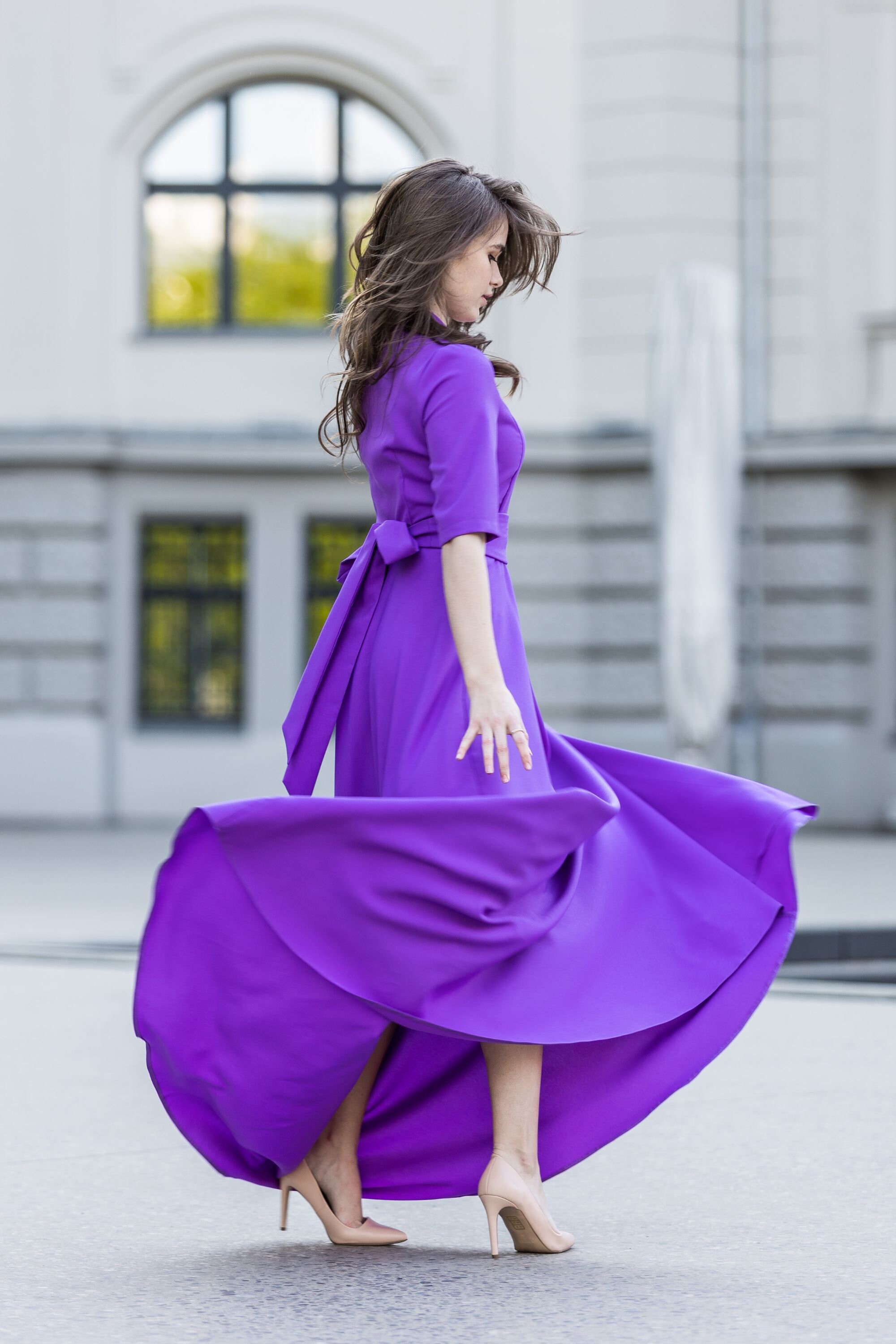 chinese dress ladies Berylove Women Green Maxi Dress A Line Off The Shoulder Pleated Long Wedding Guest Dress, Green / L