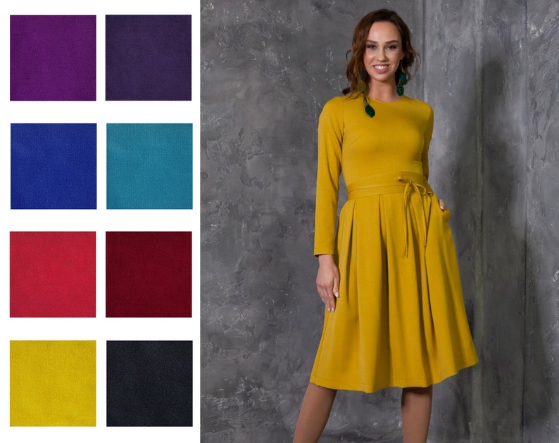 Mustard Dress Yellow Dress Plus Size Clothing Dress for Etsy