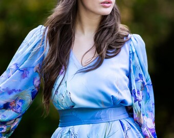 iris flower asymmetric sheath maxi dress Menti main image 1