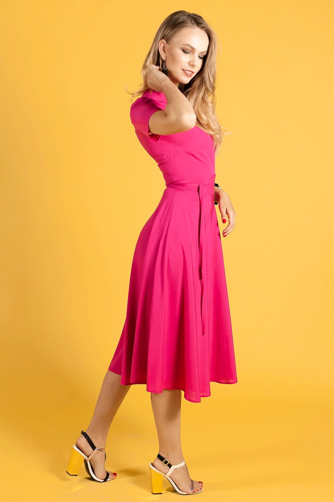Pink Dress Women Dress Romantic Dress Plus Size Clothing Etsy