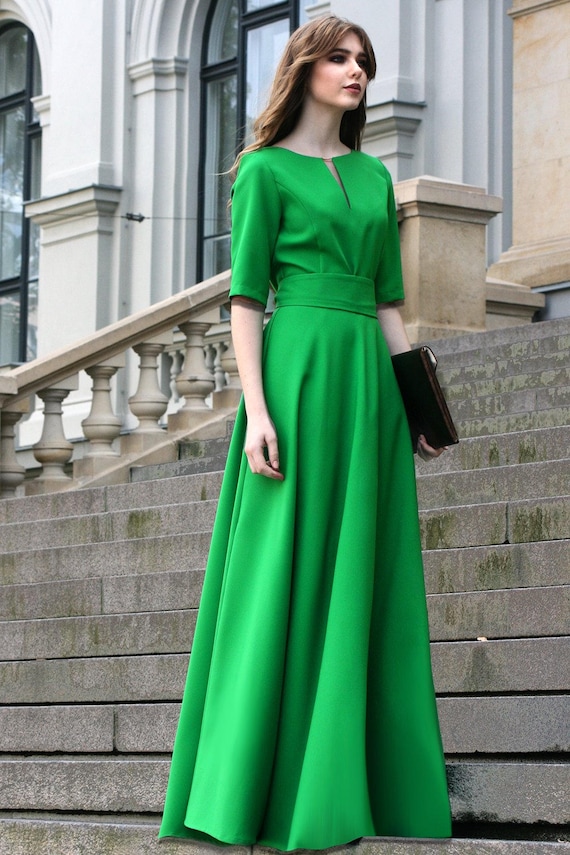 green casual dress