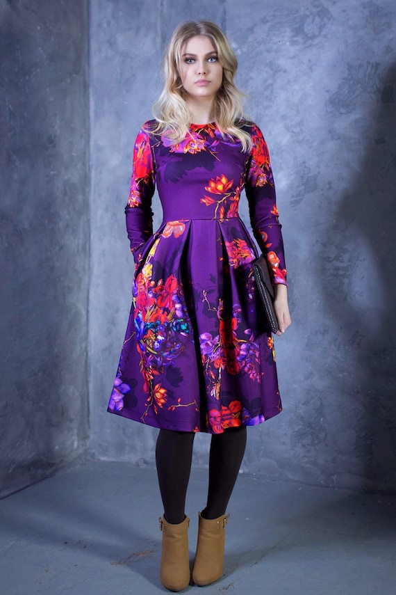 Vestido flores morado sale