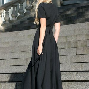 Maxi Dress, Black Dress, Gothic Clothing, Vampire Dress, Women Dress, High Waist Dress, Minimalist Dress, Long Dress, Women Winter Dress image 4