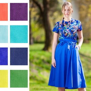 Blue Skirt, Women Skirt, Midi Skirt, Summer Skirt, High Waist Skirt, Plus Size Clothing, Knee Skirt, Elegant Skirt, Minimalist Skirt