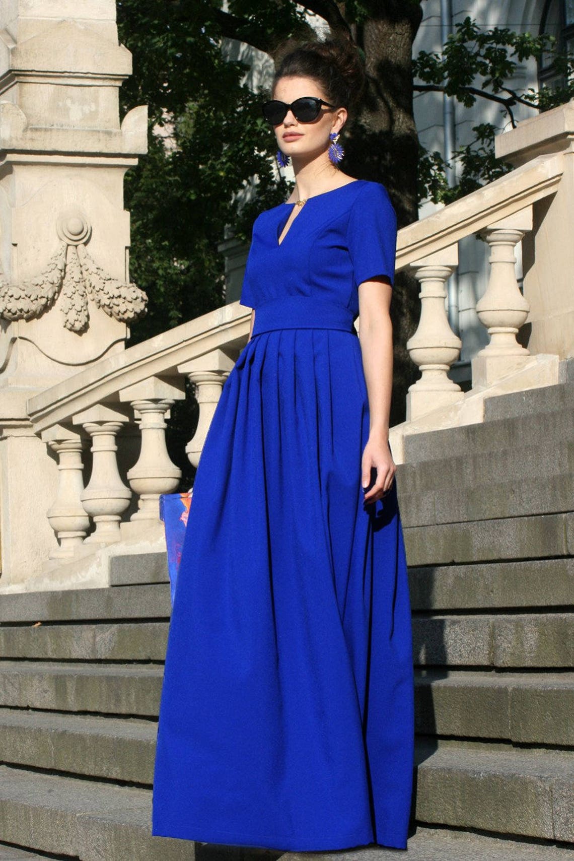 Plus Size Maxi Dress Blue Dress Boho Clothing Formal Dress | Etsy