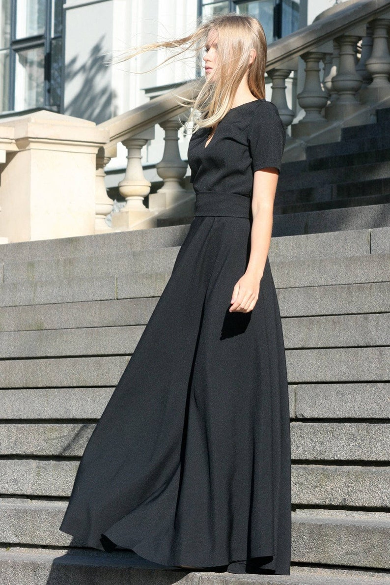 Maxi Dress, Black Dress, Gothic Clothing, Vampire Dress, Women Dress, High Waist Dress, Minimalist Dress, Long Dress, Women Winter Dress image 2