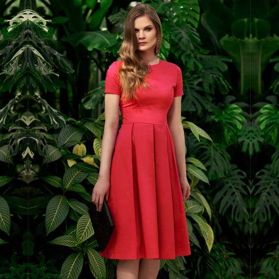 Coral Knee Length Dress