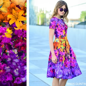Floral Dress, Summer Dress, Plus Size Dress, Cocktail Dress, Women Dress, Prom Dress, Bohemian Clothing, Knee Length Dress, Colorful Dress