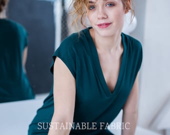 Top verde scuro, top larghi, top taglie forti per donna, maglietta in jersey, top yoga, top in cotone, top verde per donna, colori diversi