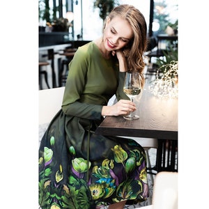 Formal Dress, Plus Size Dress, Green Dress, Women Midi Dress, Long Sleeve Dress, Floral Dress, Plus Size Clothing, Dress For Women