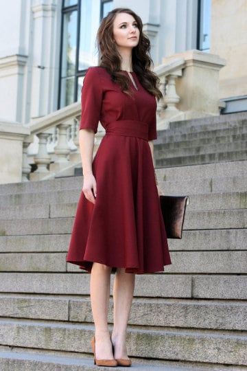 elegant midi dresses for women Chic Polka Dot Midi Swing Dress main image 0