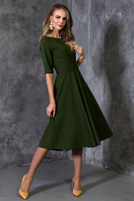 dark green cocktail dress