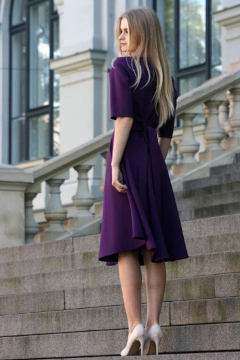 Dark Purple Dress Pleated Dress Formal Clothing Women | Etsy
