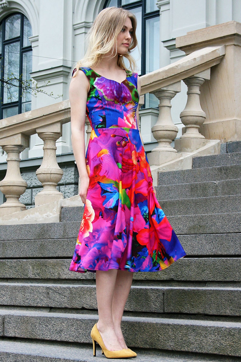 Flowers Dress Formal Dress Women Dress Colorful Dress | Etsy