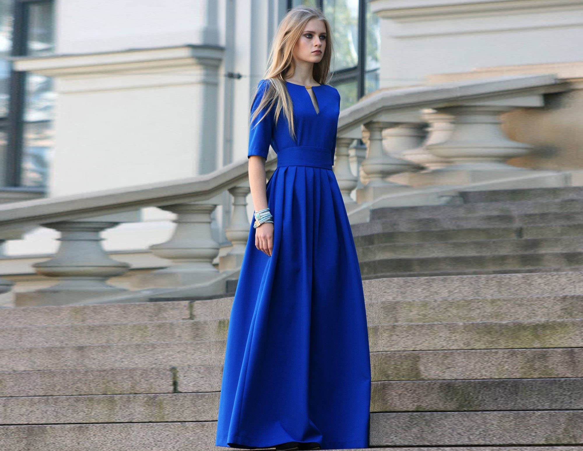 Blue Maxi Dress, Long Blue Dress ...