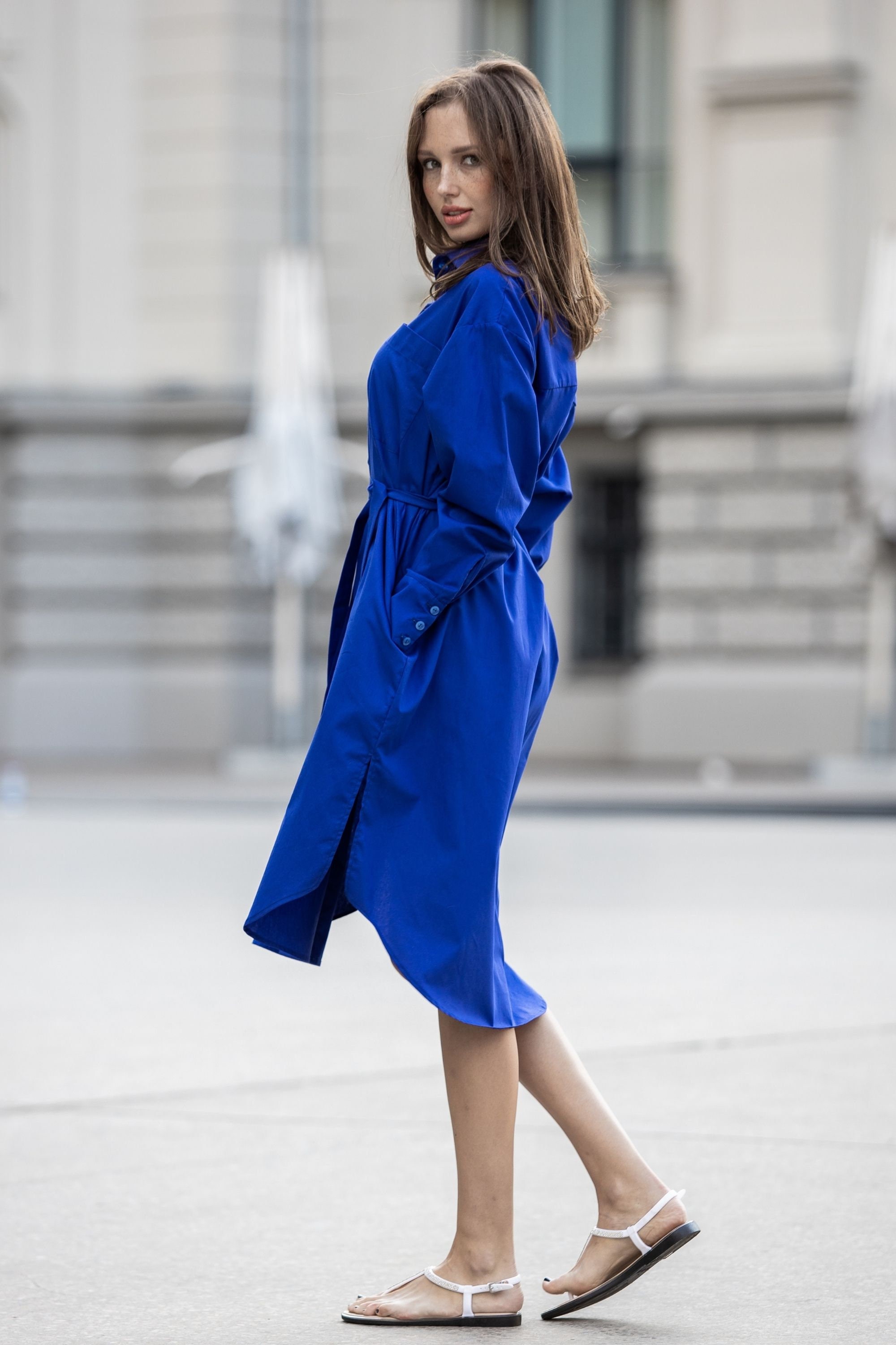 Bright blue 2025 shirt dress