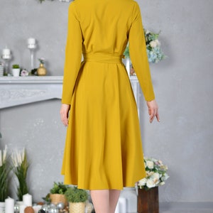 Yellow Shirt Dress, Women Midi Dress, Plus Size Clothing, Collar Dress ...
