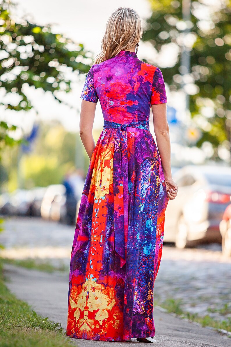 Summer Maxi Dress, Printed Dress, Plus Size Clothing, Dress For Women, Long Dress, Bohemian Dress, Plus Size Dress, Colorful Dress, Guntina image 3