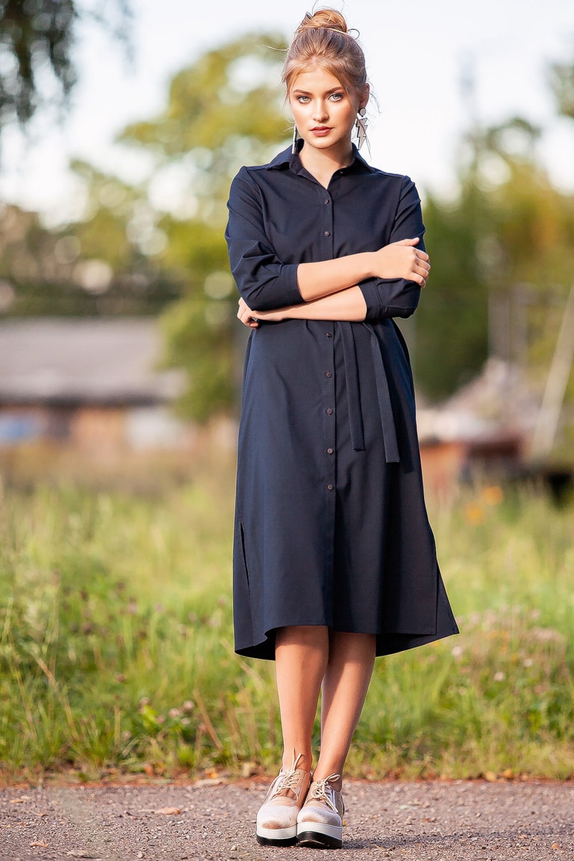 bridesmaid dress sale Chic A-Line Pleated Chiffon Long Lantern Sleeve Size:US 7 | UK 6 | 25 CM Neckline_Deep V Neck Vera Wang Black Wedding