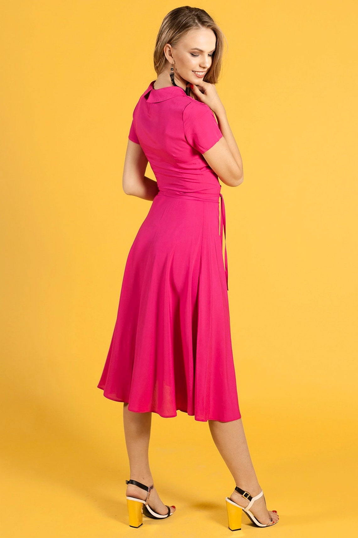 Pink Dress Women Dress Romantic Dress Plus Size Clothing Etsy