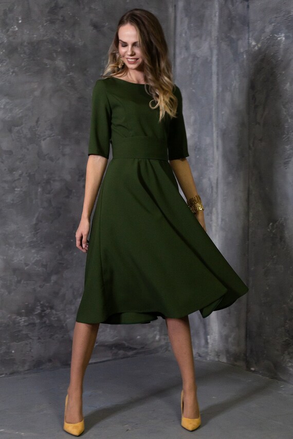 dark green dress women