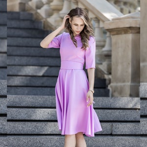 Periwinkle Dress, Women Midi Dress, Fit And Flare Dress, Bridesmaid Dress, Wedding Guest Dress, Mother Of The Bride, Mother Of The Groom