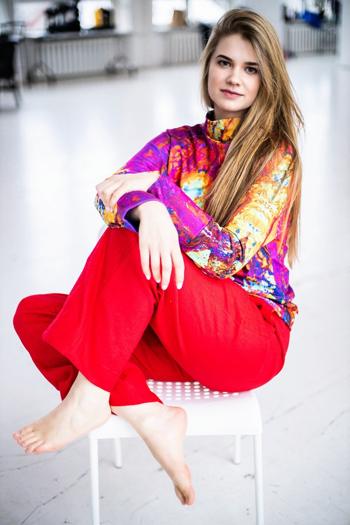 red linen pants