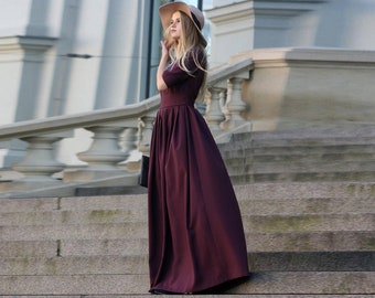 Plus Size Women Dress, Formal Purple Dress, Elegant Dress, Boho Clothing, Maxi Dress, Bridesmaid Clothing, Winter Long Dress,Oversized Dress