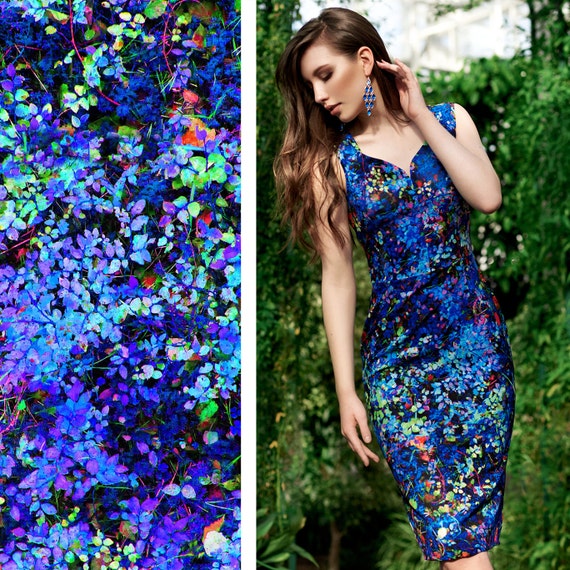 Plus Size Wedding Dress, Gypsy Dress, Floral Gown, Blue Pencil Dress,  Digital Print Dress, Wearale Art Dress, Fitted Dress, Casual Dress - Etsy