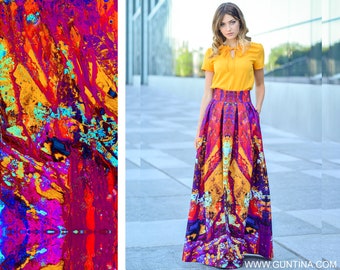 Maxi Skirt, Summer Skirt, High Waist Skirt, Cocktail Skirt, Women Skirt, Loose Skirt, Festival Clothing, Evening Skirt, Printed Skirt