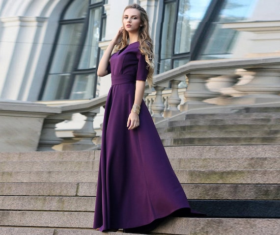 Purple Dress Purple Clothing Romantic Dress Floor Length Dress Bridesmaid Dress Ball Gown Dress Prom Dress Minimalist Fashion Etsy Canada