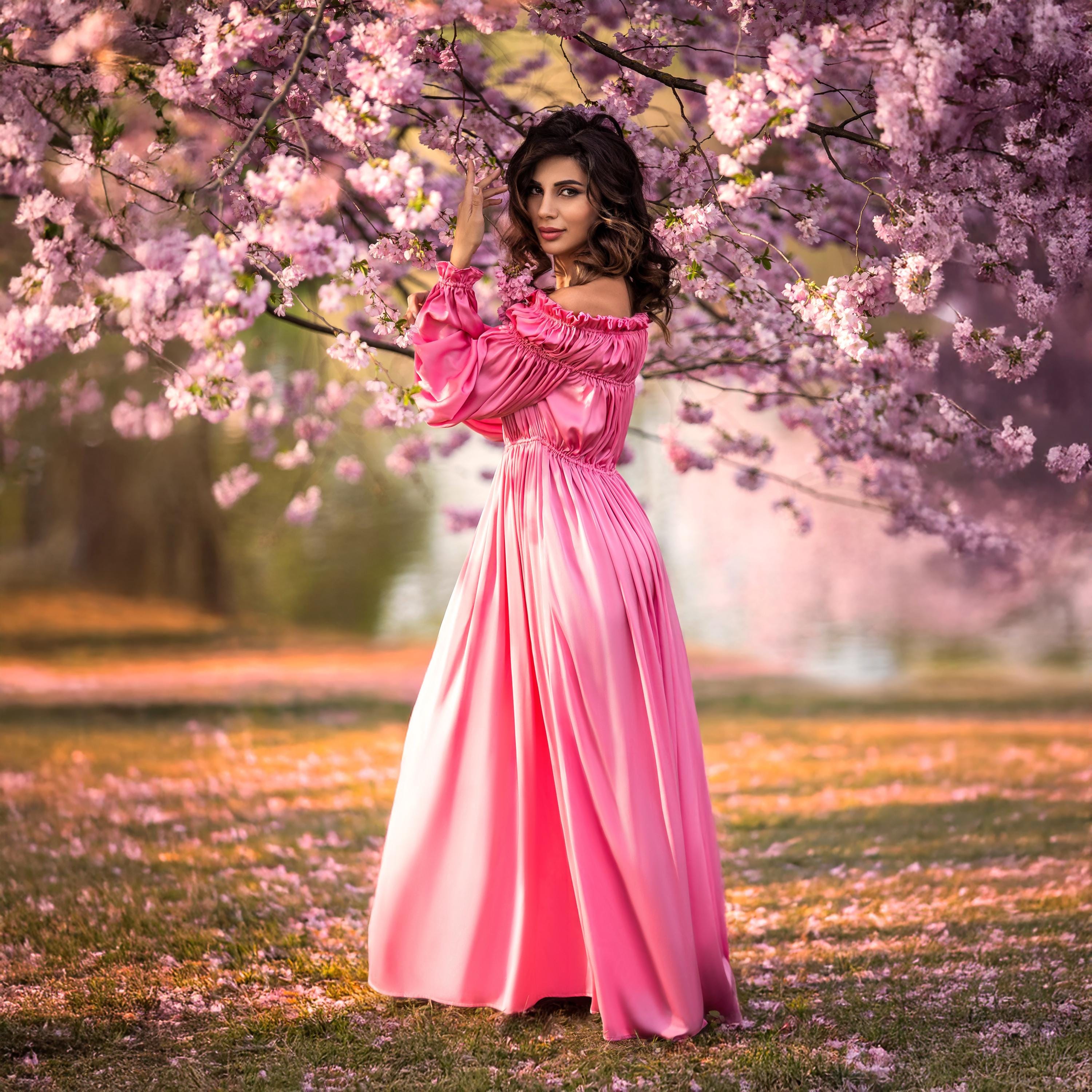 Pink Maxi Dress, Long Dress, Evening Gown, Wedding Guest Dress, Off The Shoulder Dress