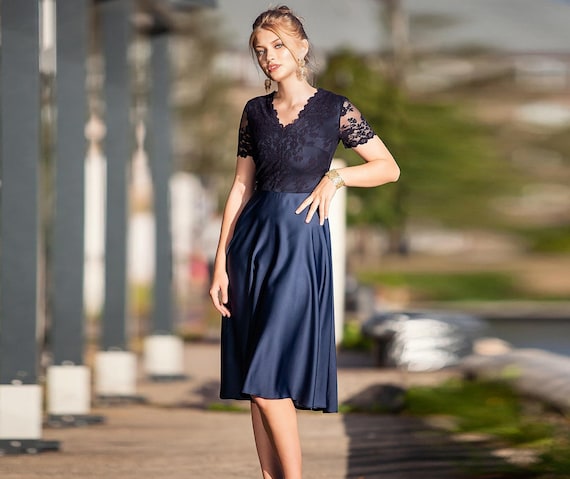 Blue Lace Dress for Women Plus Size Dress Short Dress - Etsy