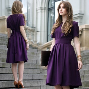 Purple Cocktail Dress For Women, Available In XXS - 5XL Size + Custom Size