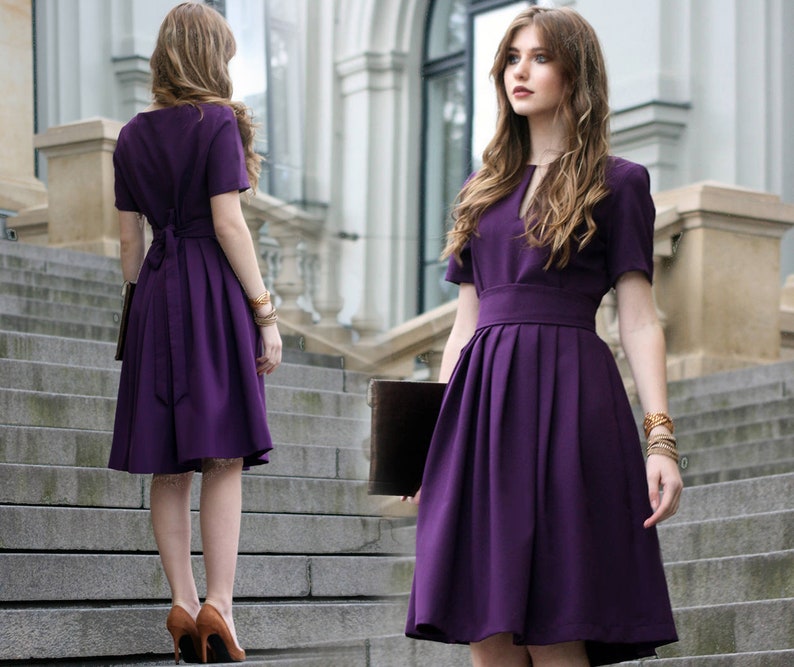 Purple Cocktail Dress For Women, Available In XXS 5XL Size Custom Size image 1