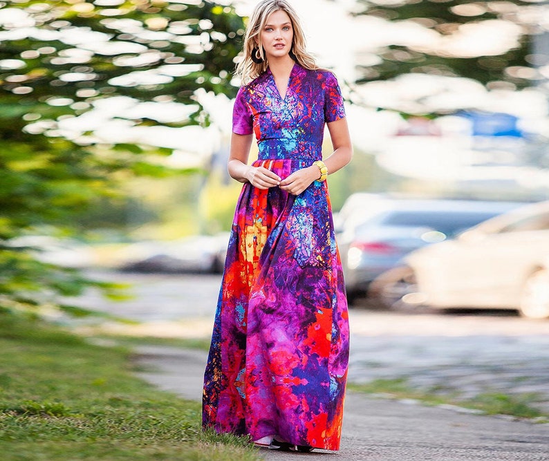 Summer Maxi Dress, Printed Dress, Plus Size Clothing, Dress For Women, Long Dress, Bohemian Dress, Plus Size Dress, Colorful Dress, Guntina image 1