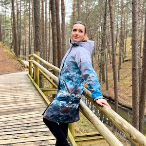 Impermeabile taglie forti, Parka impermeabile, Parka con cappuccio, Parka floreale, Abbigliamento donna, Parka autunnale, Capispalla, Parka stampato, Cappotto antipioggia caldo, Autunno
