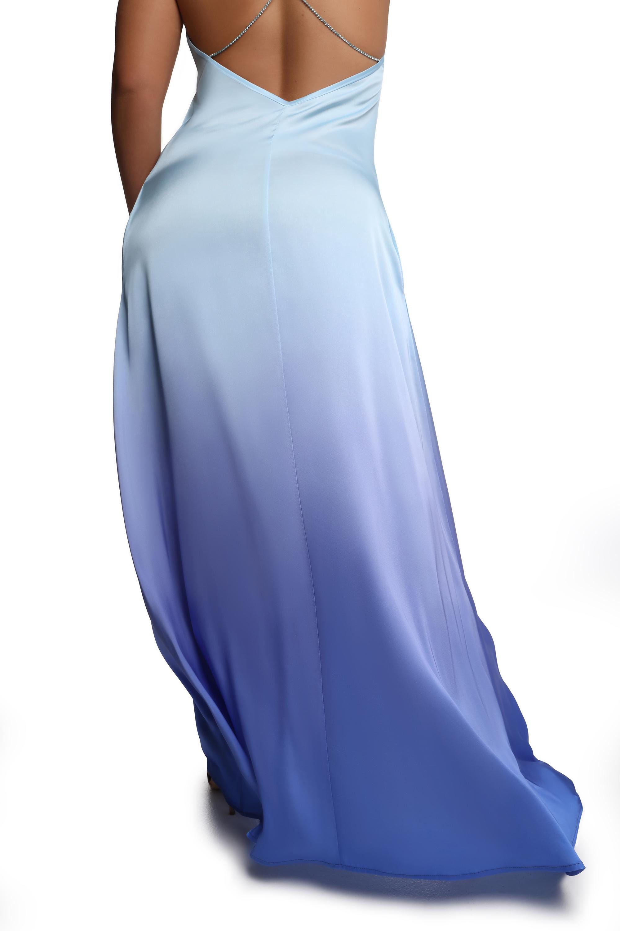 blue and white ombre maxi dress Stunning Blue-white Ombre Chiffon Maxi Dress
