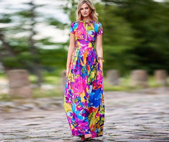 Mange Problem svinge Plus Size Maxi Dress Floral Summer Dress Wedding Guest - Etsy