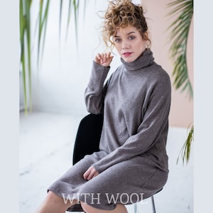 Abito maglione oversize, abito felpa, abito lungo maglione invernale, abito maglione da donna, abito maglione a collo alto, abito a maniche lunghe