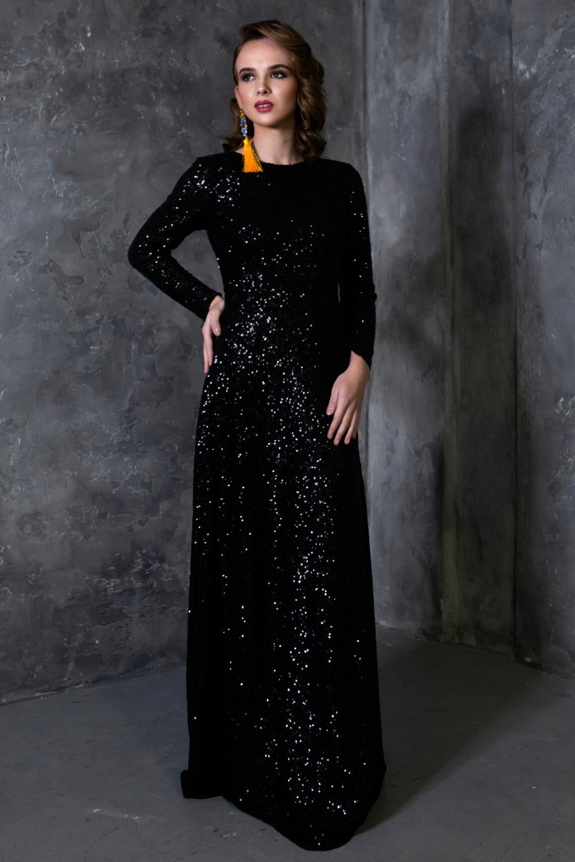 black glitter frock