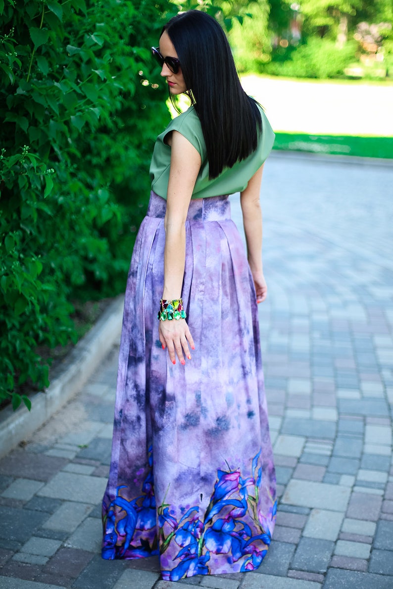 Plus Size Women Summer Artsy Flower Embroidery 100%Ramie Skirt