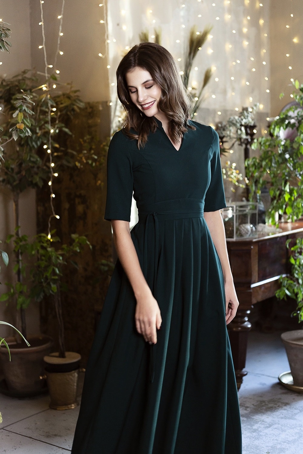 dark green formal dress Embellished Hunter Green Long Prom Ball Gown H1464 Hunter Green / 00