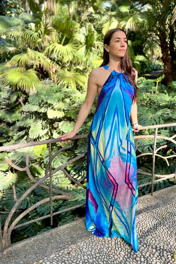 Open Back Dress, Plus Size Maxi Dress, Geometric Dress, Plus Size 