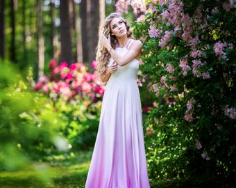 Rosa Ombre Satin Maxikleid | Elegantes Ärmelloses Abendkleid | Formelles Hochzeitsgast-Outfit