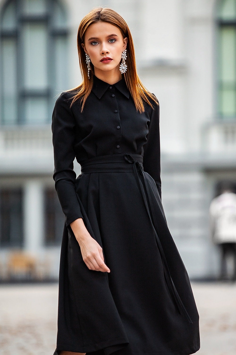 chinese dress ladies xoxingysm Womens Button Down Shirt Dresses with Pockets Summer Cardigans  Coverups Cotton Lightweight Boho Solid Shirts Collared Tunics Dress Long  Sleeve Loose Flowy Tops Dressy Blouse Black at Amazon Women's Clothing store
