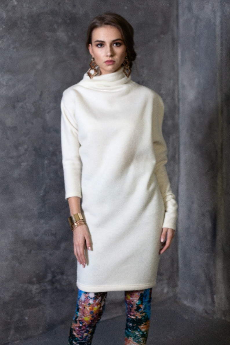 Sweater Dress Turtleneck Sweater Dress Winter Sweater Dress image 1