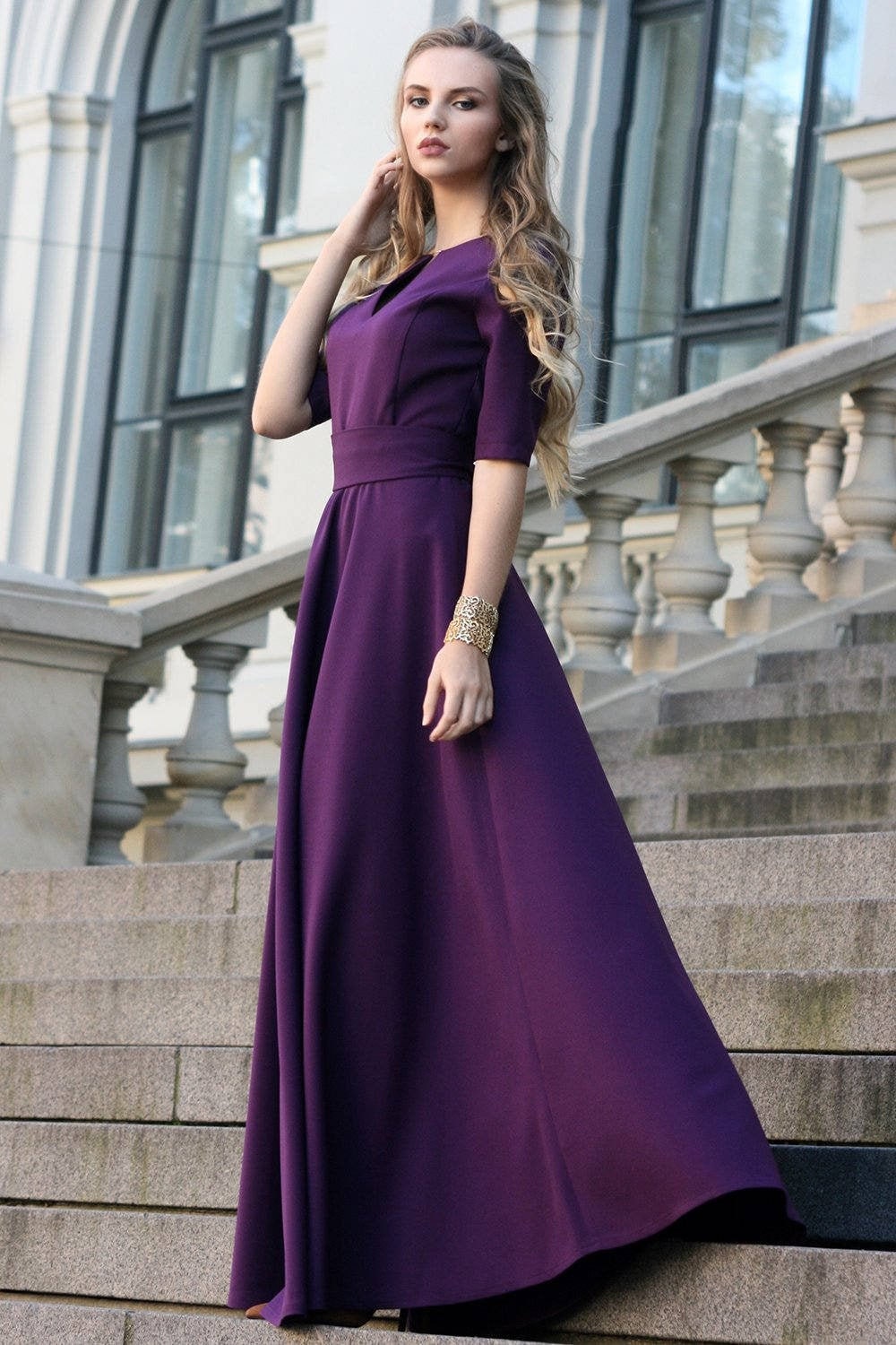 Plus Size Women Dress, Formal Purple Dress, Elegant Dress, Boho Clothing,  Maxi Dress, Bridesmaid Clothing, Winter Long Dress,oversized Dress 